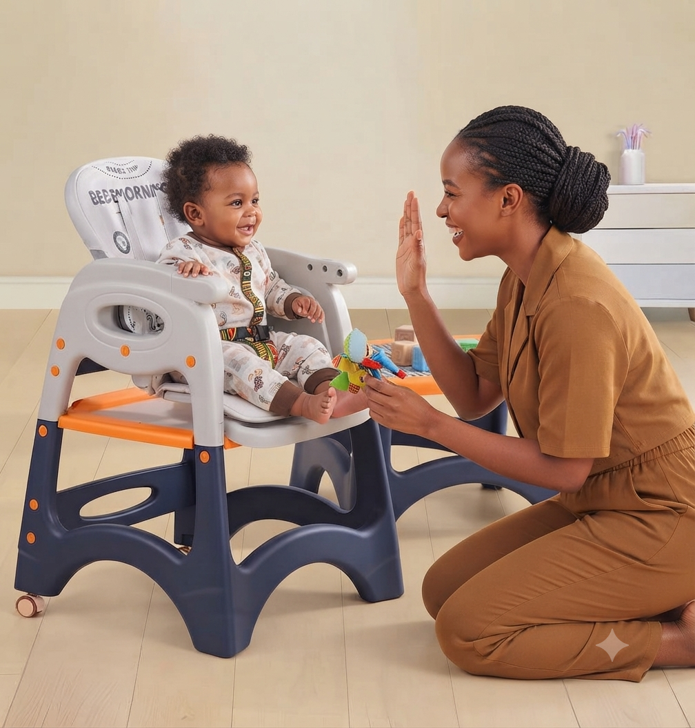 "Grow, Learn, & Dine" – The Ultimate 4-in-1 Convertible High Chair for Your Child!