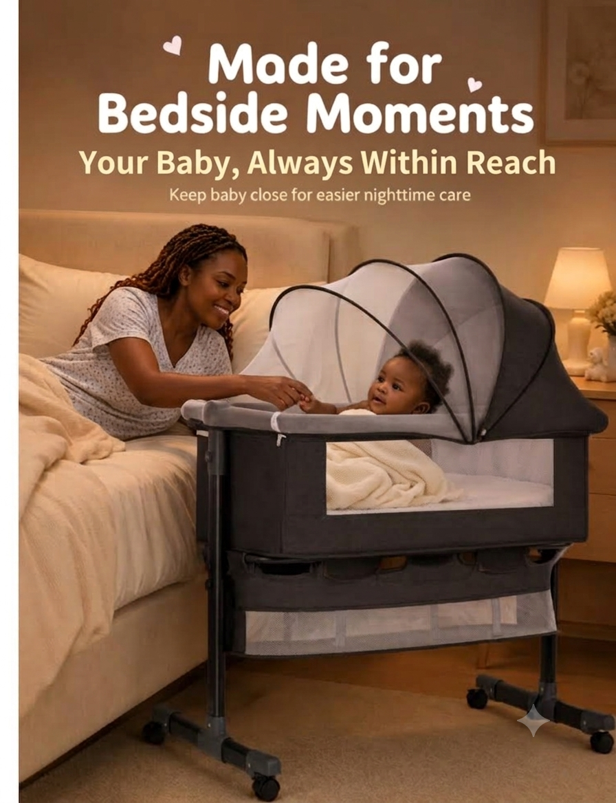 Premium 3-in-1 Bedside Sleeper & Standalone Bassinet with Mosquito Net